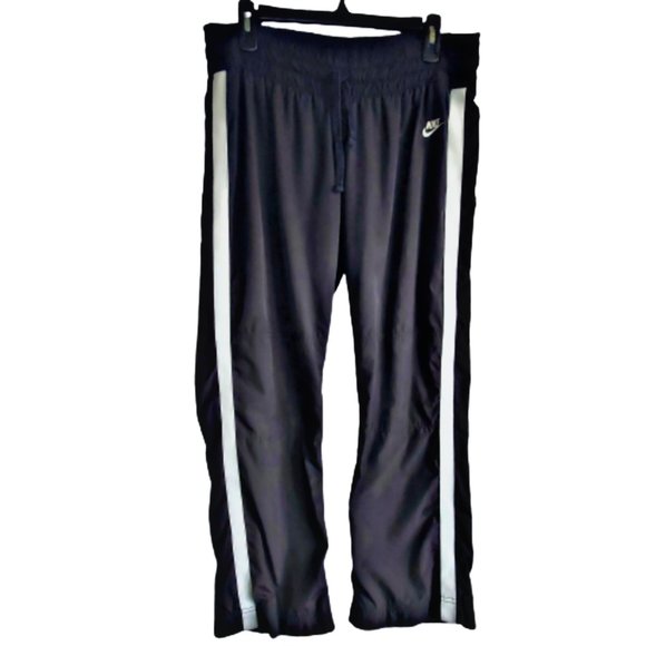 Nike black lined windbreaker jogger drawstring track pants sz large - Picture 1 of 7